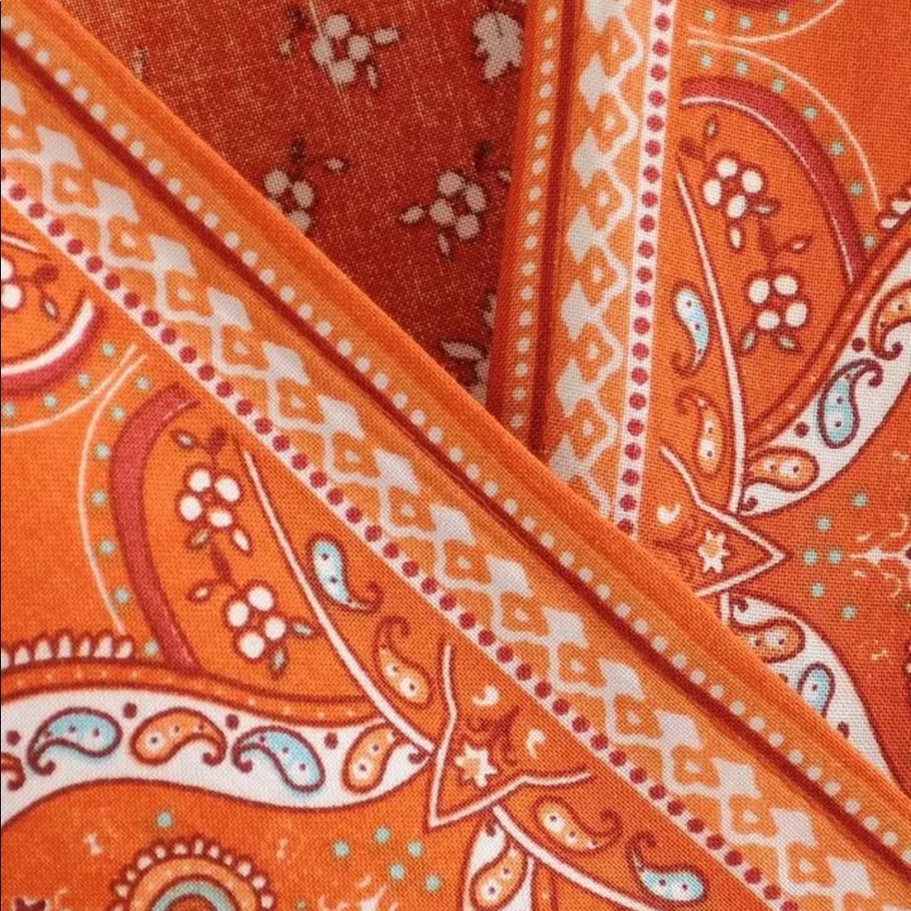 Boho Floral Gypsy Print Short Wrap Dress Orange - Picture 5 of 10